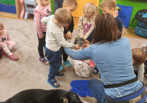 Dzieci przygotowują wodę dla psa