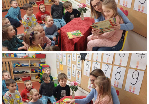 Dzieci słuchają czytanego opowiadania.