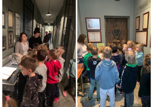 Dzieci zwiedzają sale wystawowe muzeum