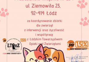 Podziekowanie od Łódzkiego Towarzystwa Opieki nad Zwierzętami